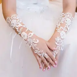 2017 Простой Свадебные перчатки для невесты вечерние без пальцев Luva де Noiva Luva кружево Свадебные Прихватки для мангала Para Noiva Свадебные