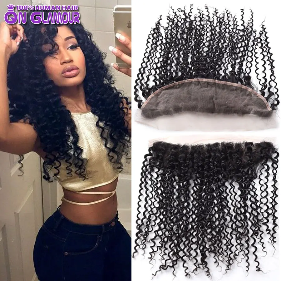 

Top 7A Mongolian Kinky Curly Frontal Bleached Knots 13x4 Lace Fontal Closure With Baby Hair Ear To Ear Lace Frontal For Sale