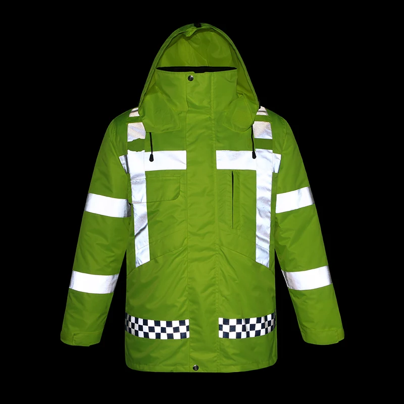 EN471 High visibility workwear yellow winter safety jacket reflective