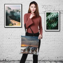 Двухсторонняя печать 3d-животный принт женская большая сумка для покупок сумка через плечо тканевая сумка модная дорожная пляжная сумка