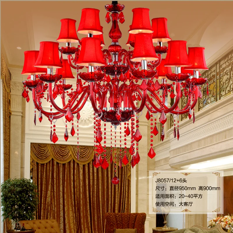 Fashion Red Crystal Chandelier Classic Bedroom