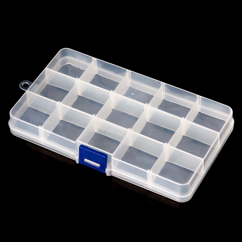 

MAKARTT Plastic Empty Box Nail Art Container Storage Case Box 15 Cell for Nail Art Rhineston Gems Crystal Jewelry Bead F0166