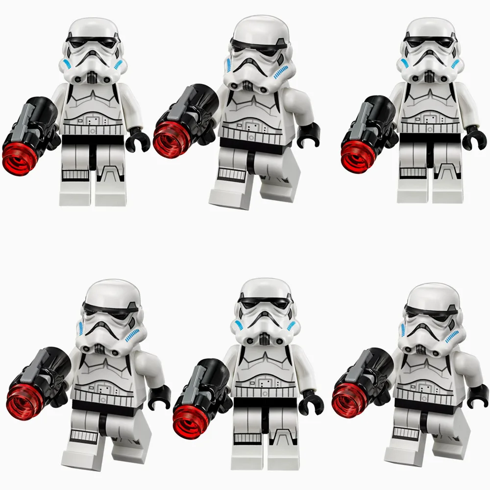 Kopen 6 stks STER OORLOG Witte Storm Clone Trooper Solider Shadow Guard SW617 Force Wekt minifig Bouwstenen Kinderen Speelgoed Geschenken