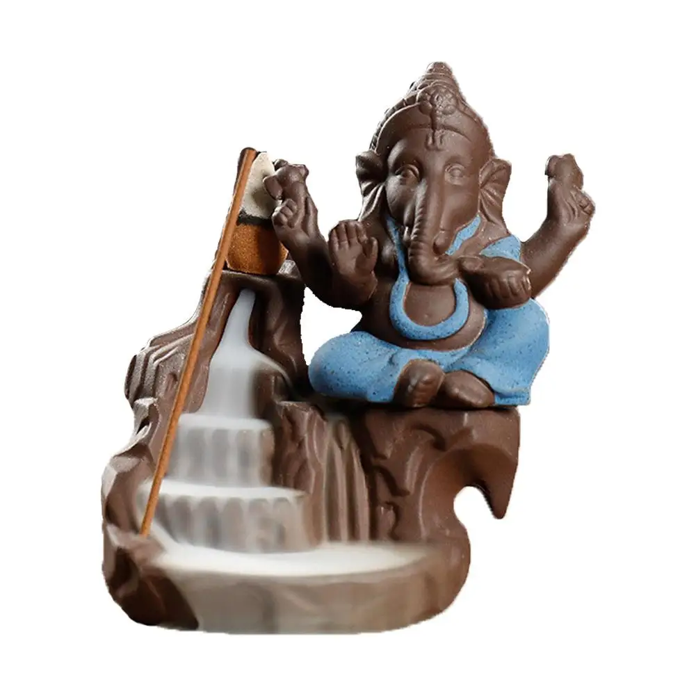 

New Ganesha Backflow Incense Burner Elephant God Emblem Auspicious And Success Ceramic Cone Censer Home Decoration Crafts