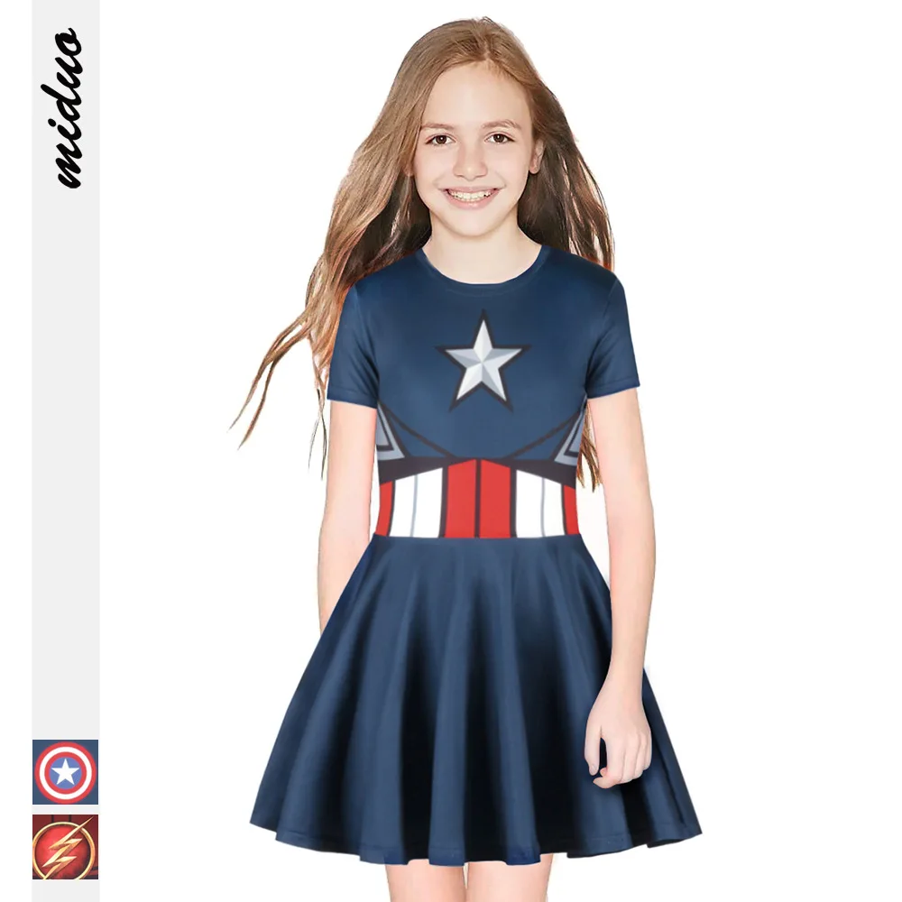 Cosplay Suicide Squad Harley Quinn Captain America Dress Girl Sorcerer Tutu Headdress Uniform Child Girl Kids