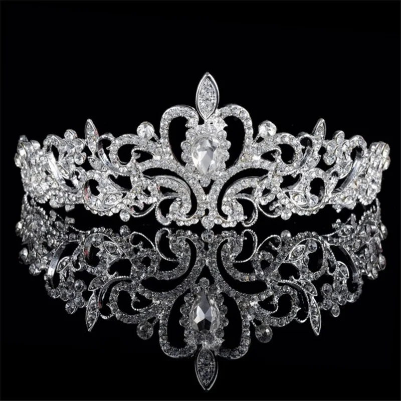 Женская корона принцессы, повязка на голову, Кристалл, горный хрусталь, тиара и короны, лента для волос, ювелирное изделие, серебро, свадебные аксессуары для волос