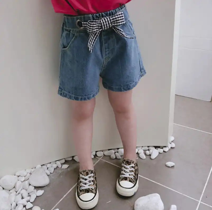 新しい女の子かわいいショーツデニムファッションの弓の赤ちゃんジーンズショートパンツ夏子供ズボンガール服子供カジュアルホットパンツギフト ショートパンツ Aliexpress
