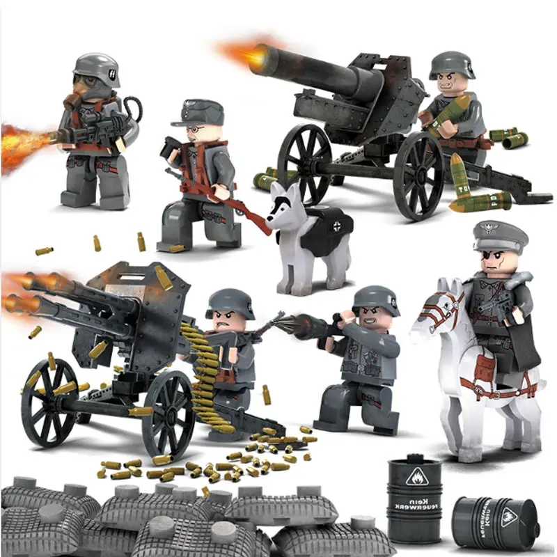 

8PCS/Set Army Soldiers Guns Weapons Military Building Block Figures Compatible Legoed Soldiers ww2 Army Bricks Toys For Children