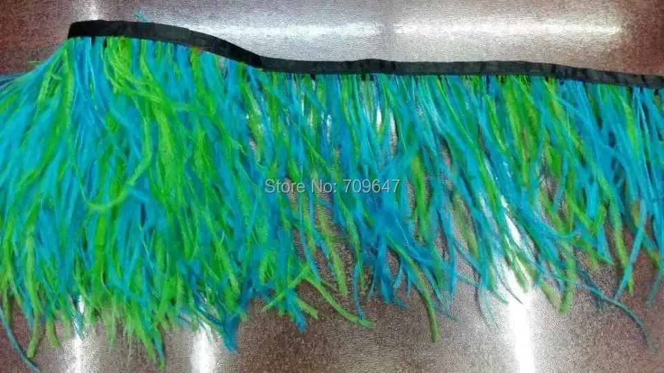 

10meters/lot!5-6inches height SKY BLUE&GREEN mixed Ostrich feather trim,wedding and party decoration Ostrich feather lace fringe