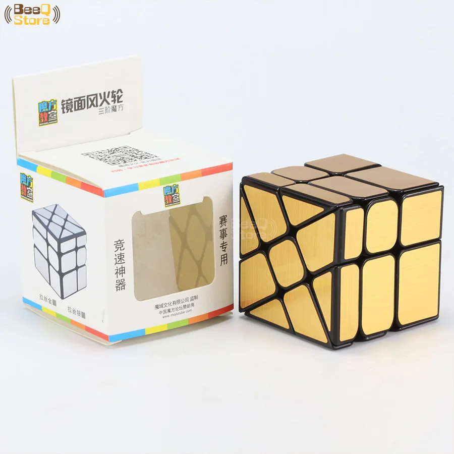 Mofangjiaoshi Windmirror Cube Magic Fire Wheels Cube Золотой Серебряный Матовый скоростной куб 3x3x3 для детей обучающая игрушка