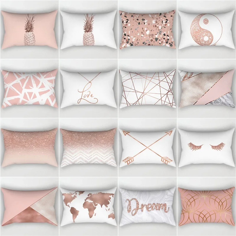

Fashion Pillow Covers Popular 30x50cm Hot Sale Decorative 1PC Geometric Home Textile Rose Golden Pink