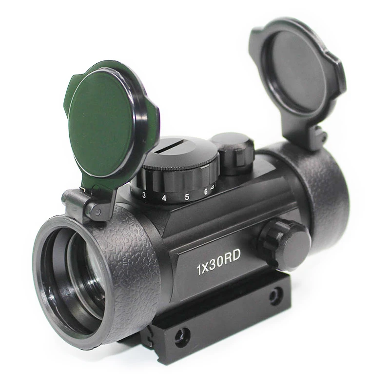 Tactical 1X30 Red Dot Sight Green illumination Adjustable Hunting Scope With 11/20mm Dovetail Rail For Musket Shot Air Gun SG Tactical 1X30 Red Dot Sight Green illumination Adjustable Hunting Scope With 11/20mm Dovetail Rail For Musket Shot Air Gun SG