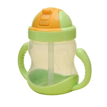 

Hot Sale 1PC 280ml Baby Bottle Kids Cup PP Children Training Cups Cute Baby Drinking Water Straw Handle Feeding Bottle