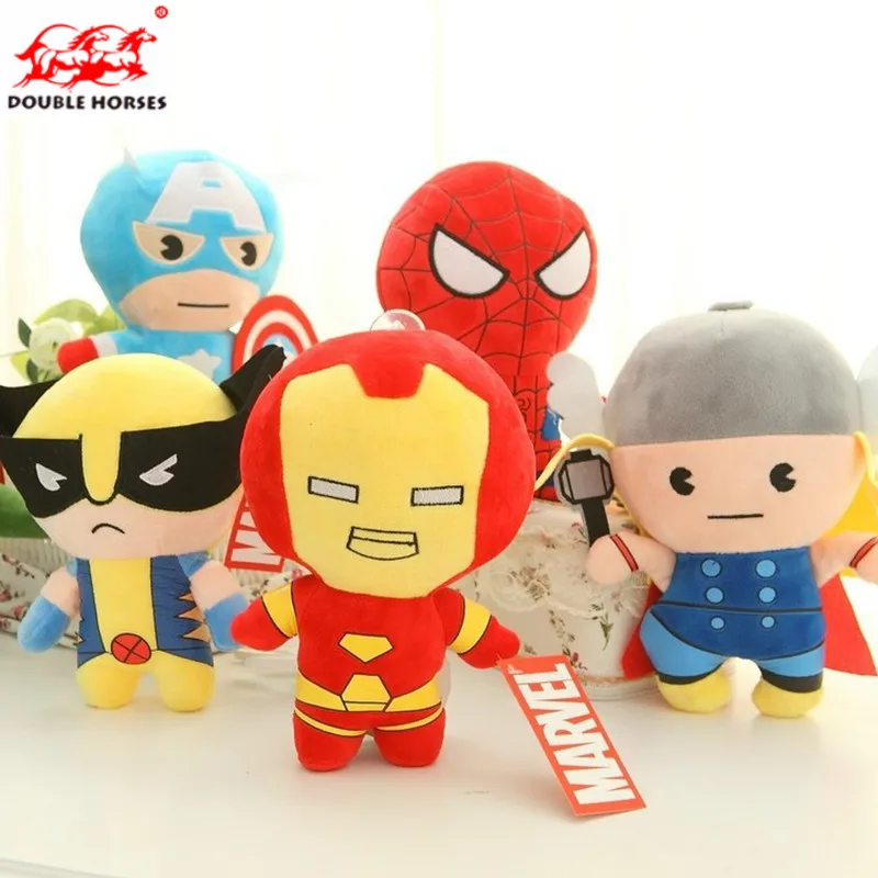 

Super hero Q style 25cm Spider man Stuffed Plush Toys Captain America The Avengers Batman plush Dolls boys birthday kids Gift