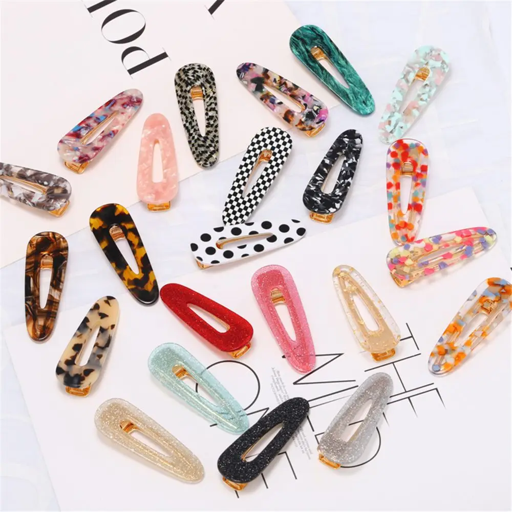 

2019 New Fashion Geometric Waterdrop Shape Hair Clips Metal Gold Color Leopard Dots Hairpins for Women Hair Accessories