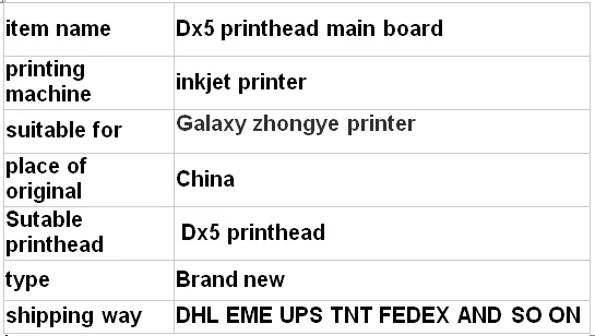 dx5 printhead main board