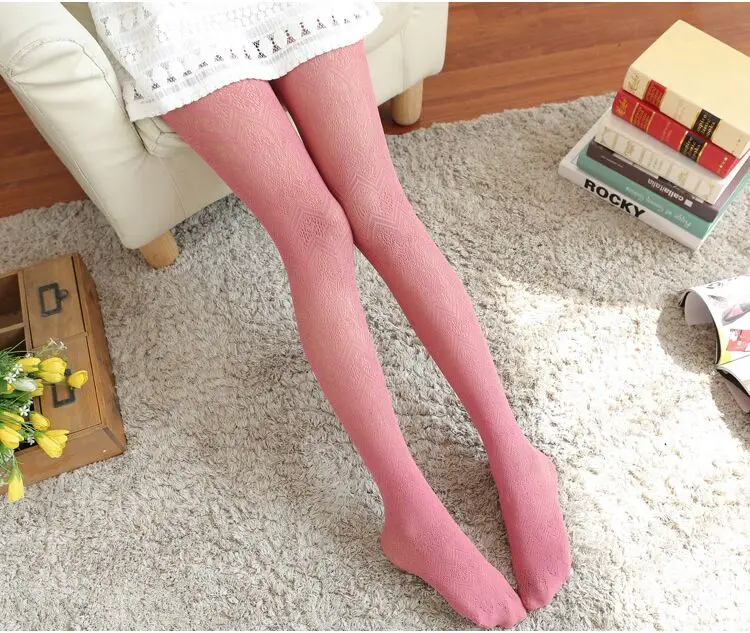 Lace Jacquard Weave Hollow Out Sexy Pantyhose Slim Vintage White Ultrathin Lucency Women Silk Socks Charming Legs Render Socks 5