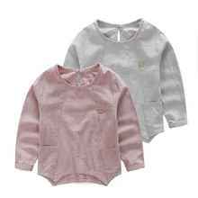 2016 New Children’s Shirts For Boys Spring Cotton Linen Solid Color O-Neck Boys Shirts / Blouse Hot Sale