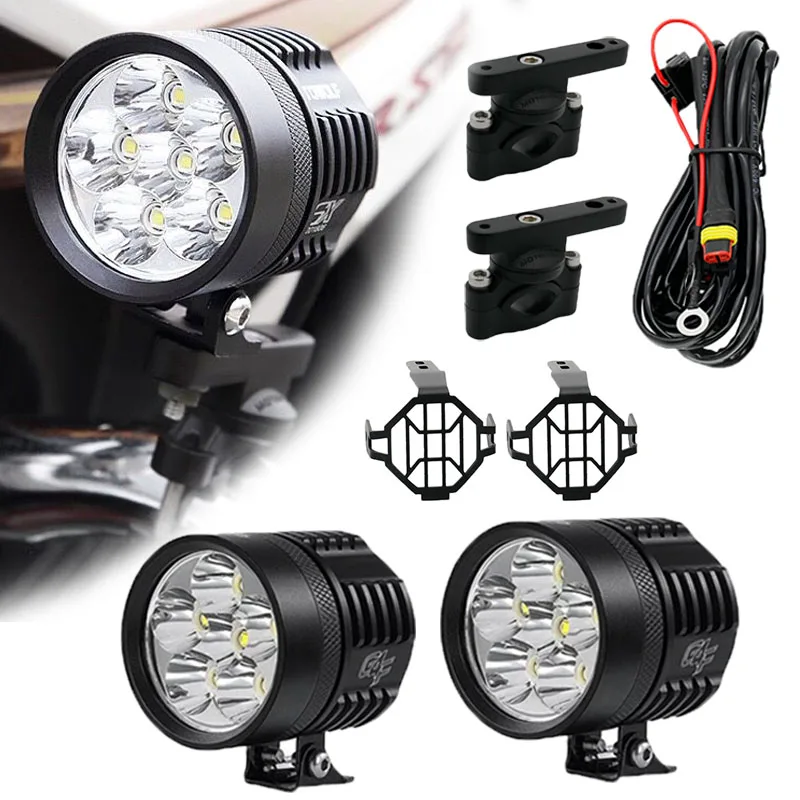 Motorcycles 2x LED Auxiliary Fog Light Assembly Driving Passing Lamp For BMW Suzuki Honda Yamaha Auxiliary Fog Lights (61)
