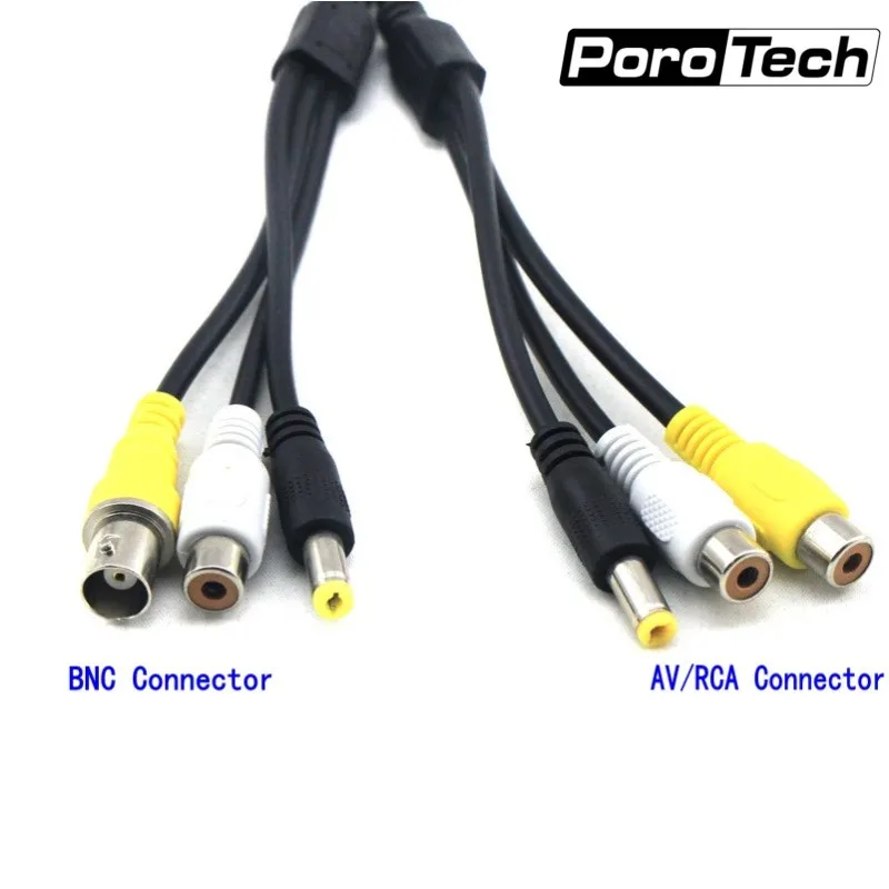 10pcs/lot 4P to BNC/DC Adapter Cable AV/DC Adapter Cable 4pin Aviation Head to Audio/Video Power