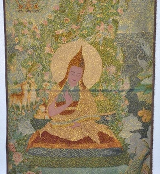 

35"Tibet Silk Embroidery Art Tangka Tsongkhapa god Buddha statue thangka