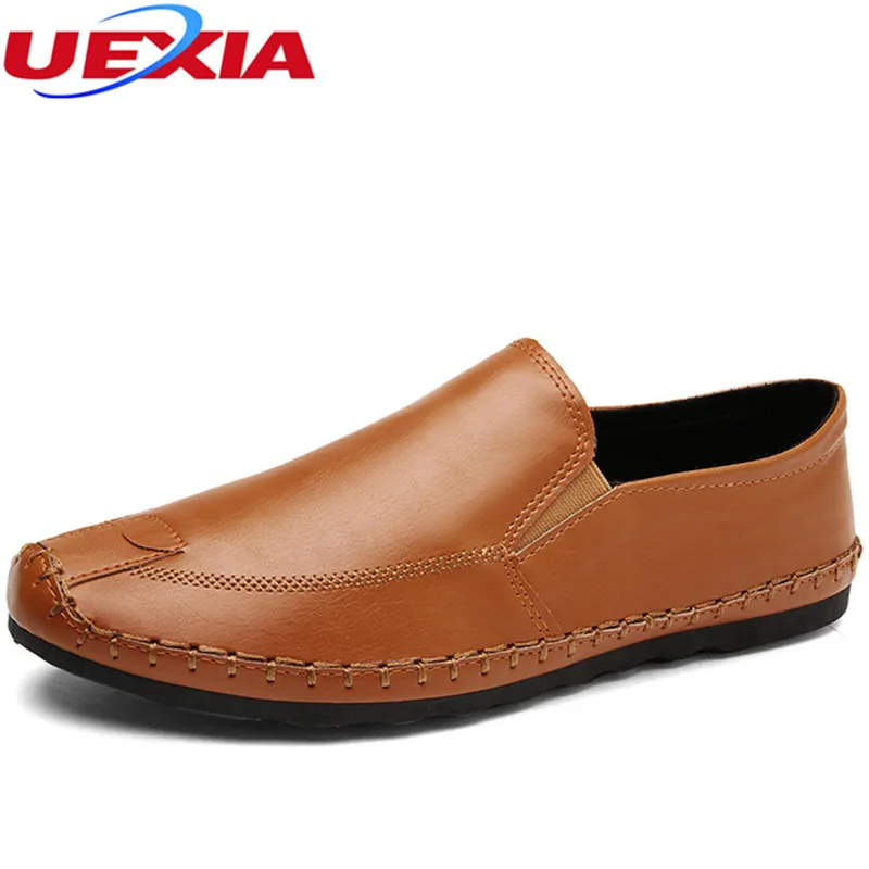 

UEXIA 2018 Comfortable Handmade Leather Casual Men's Flats Design Driving Shoes Soft Bottom Leather Men Shoes Fashion Moccasins