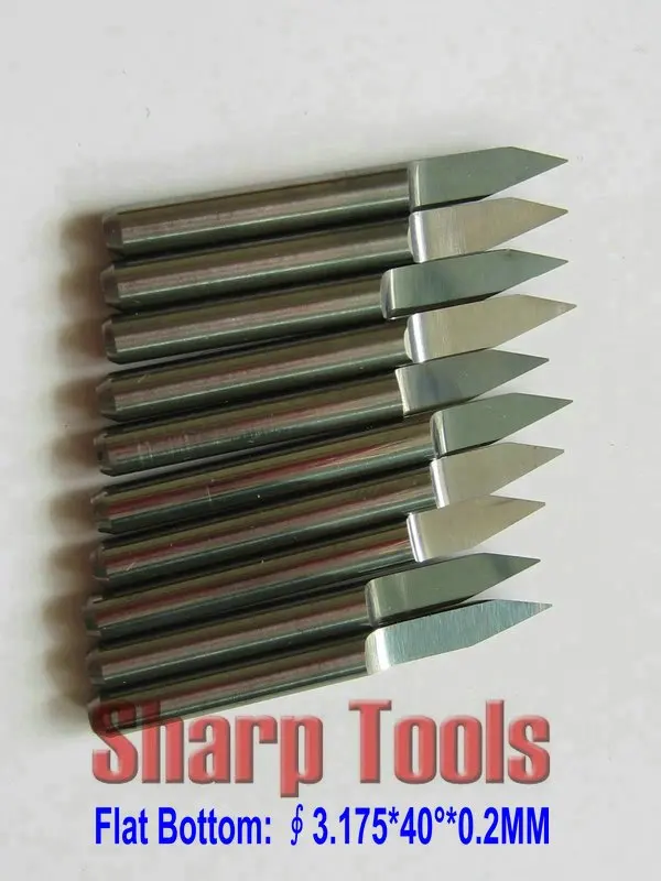 

Sharp 3.175mm 40 Degree 0.2mm Flat Bottom Milling Tools, CNC Engraving Bits, V Shape PCB Cutters on MDF, Wood, Acrylic, Plastic
