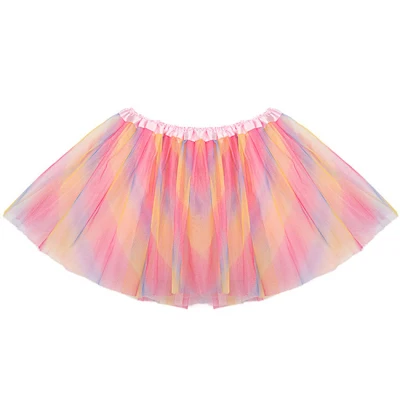 Fashion Sweet Girls Skirt Net Yarn Mini Tutu Skirt Dance Wear Princess Ball Gown Skirt 7 Colors - Цвет: Rainbow color