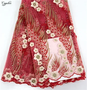 

Excellent dress material French lace nice embroidery tulle net lace material BNZ2(5yards/lot)