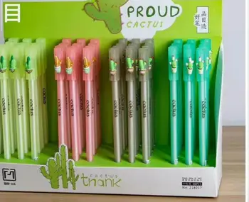 

new korea cactus design gel ink pen cartoon stationery prize kawaii stydent pen office writing pen black neutral pen 48pc/lot