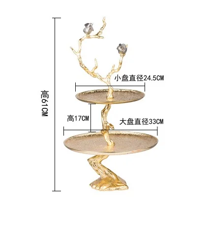 61 см Высота 2 круглый Ланч-бокс Индии алюминиевый сервировочный поднос/птица стенд ветви дерева/3,2 кг - Цвет: Golden Finish