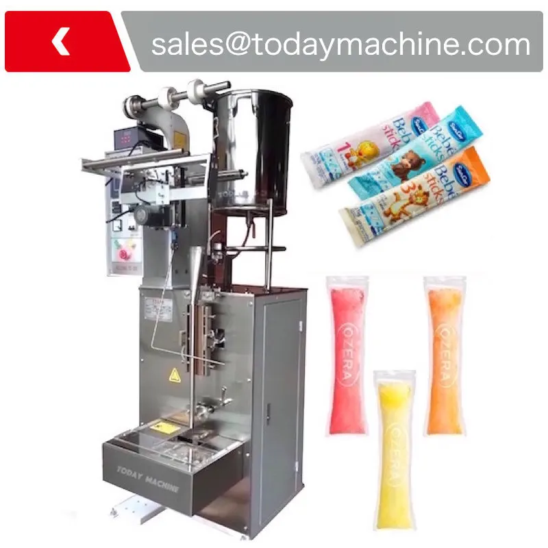 

Today Machine Brand. CE flowability liquid stick packing machine for Ice pop/jelly/Liquid soft