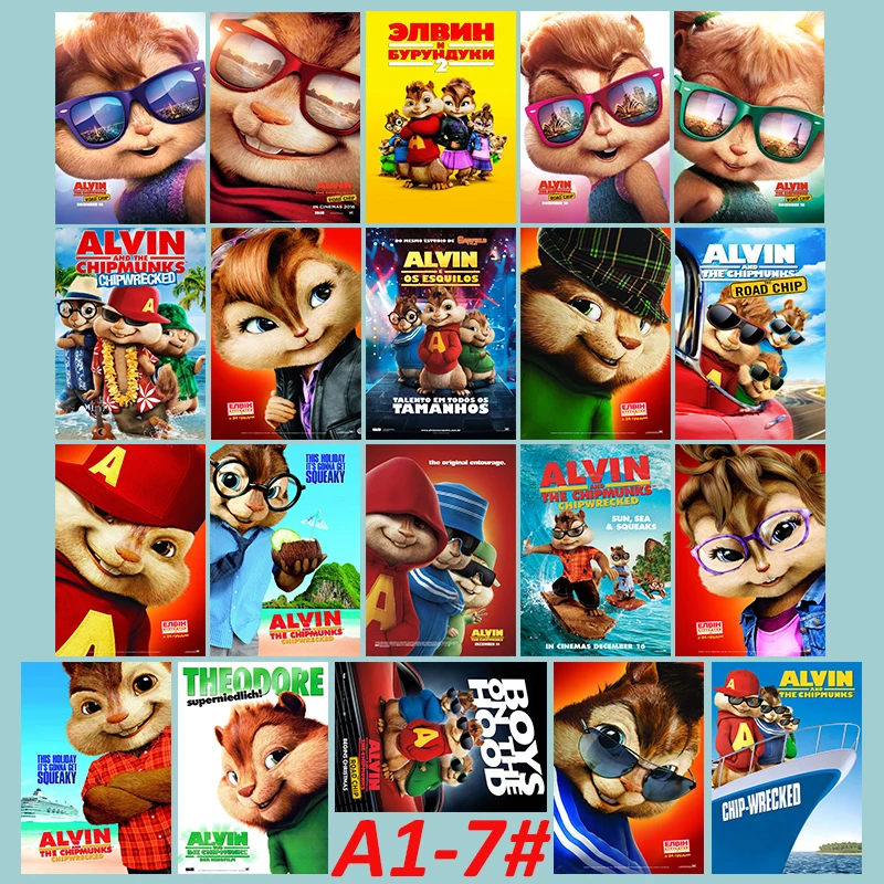 

A1-7# Alvin and the Chipmunks 20/pcs PVC Series Sticker Home Decor Fridge Styling Wall Travel Suitcase Graffiti Styling Stickers