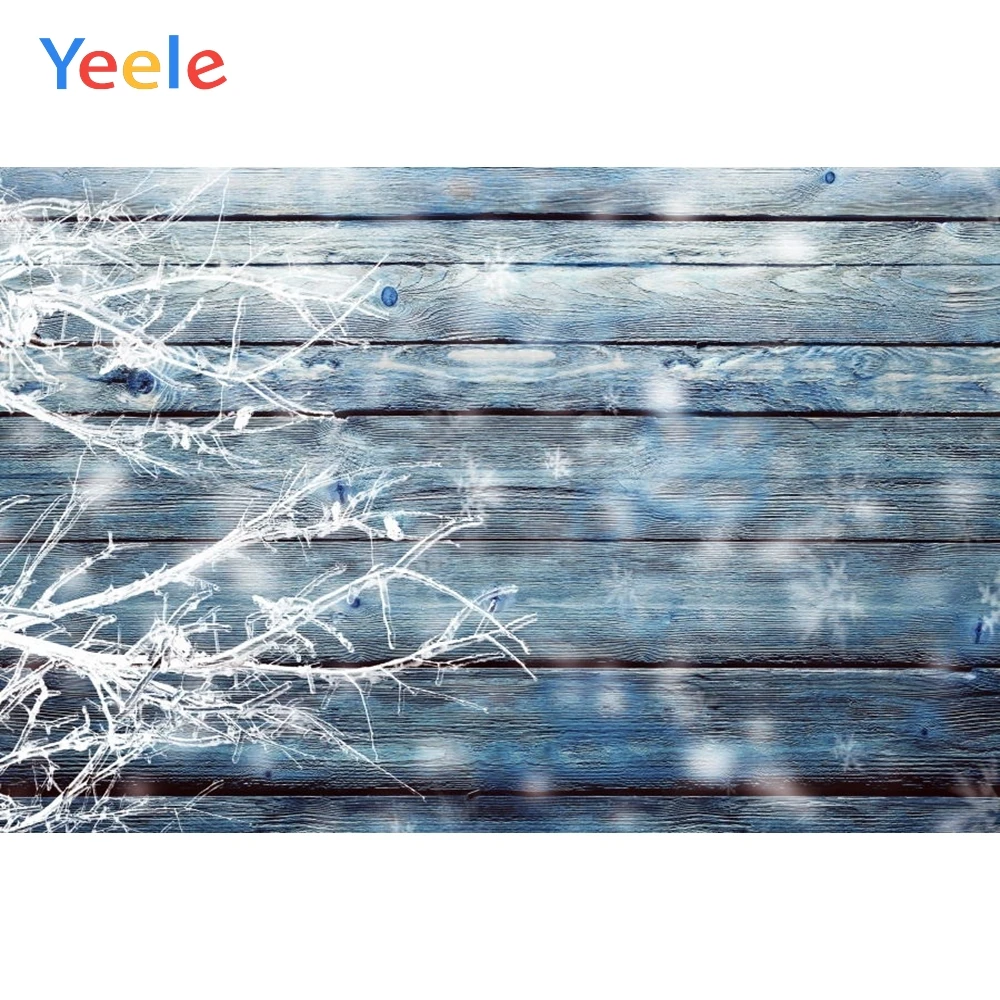 

Yeele Merry Christmas Party Winter Tree Ice Wood Board Baby Photo Background Custom Vinyl Photography Backdrop For Photo Studio