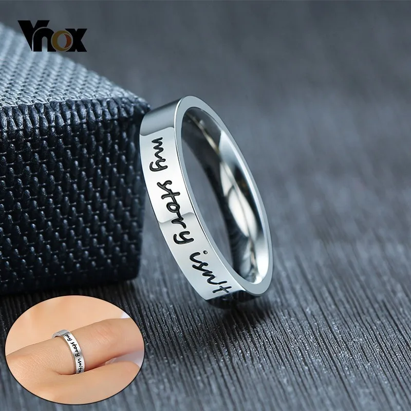 

Vnox Engraved "my story isn't over yet" Inspirational Rings for Women 4MM Thin Wedding Bands Exzude Positive Energy Unisex Gifts