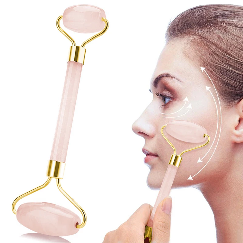 

11Color Rose Quartz Roller Double Head Slimming Face Massager Lifting Tool Natural Jade Facial Massage Roller Stone Beauty Care