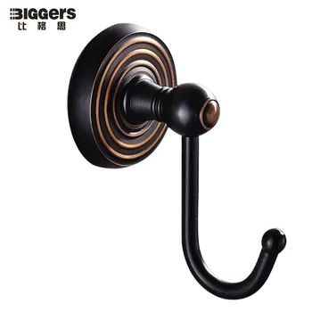 

Free shipping,Retro black antique bathroom single robe hook brass coats hooks towel hanger clothes hanger