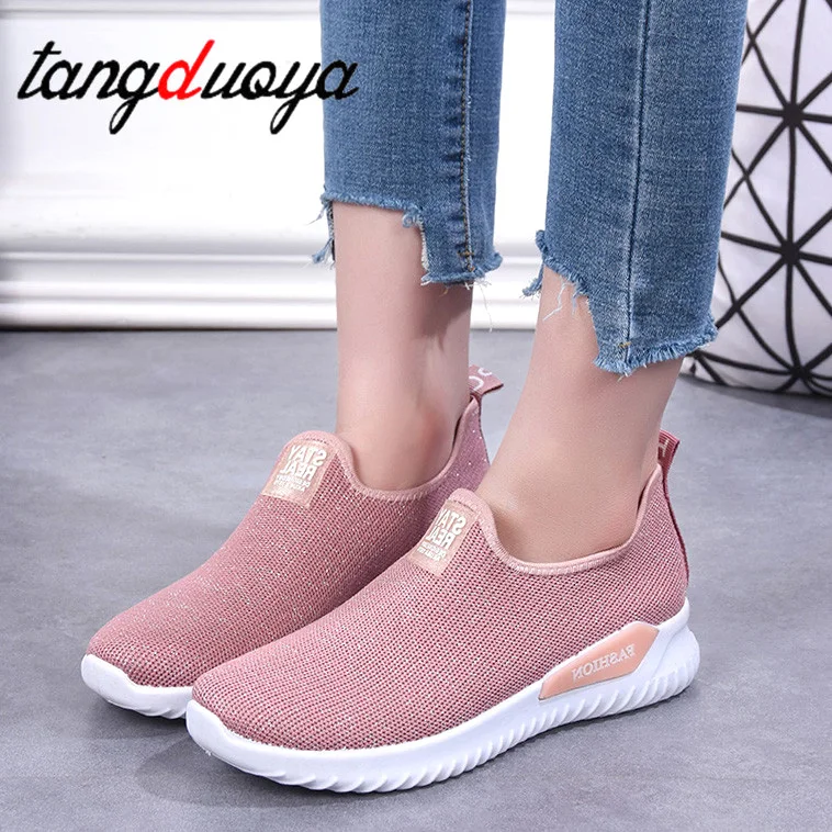 

Women's Mesh casual shoes patchwork slip-on Cotton Casual shoes for woman Walking Stripes casuals Loafers Soft shoes zapato