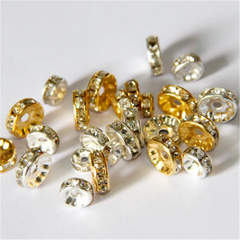 100 Czech Crystal Rhinestone Silver Rondelle Spacer Beads 4mm 5mm 6mm 8mm 10mm 100 Czech Crystal Rhinestone Silver Rondelle Spacer Beads 4mm 5mm 6mm 8mm 10mm