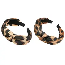 Женская винтажная леопардовая повязка в стиле бохо для девочек, галстук, завязанный Средний широкий обруч для волос, универсальные повседневные аксессуары для волос в стиле ретро