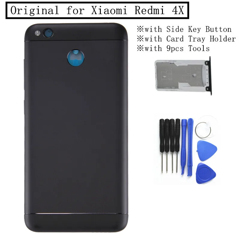 

Original For Xiaomi Redmi 4X Battery Back Cover Rear Door Housing + Side Key Button Card Tray Holder Replacement Repair Parts