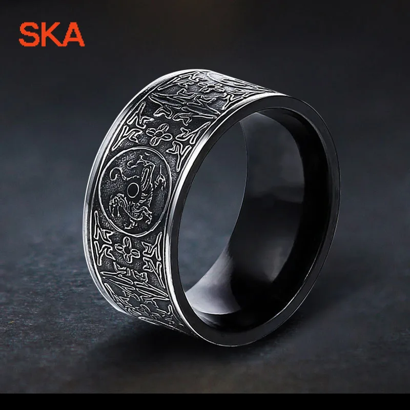 

SKA Ring Anillos Soldier Men Rings For Male Titanium Steel Anillos Hombre Dsacred Animal Chinese Ethnic Costume Jewelery BR8-386