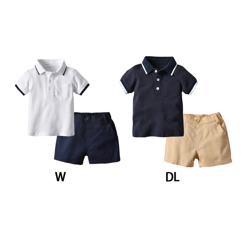 

Children's Wear New Boy Shirt Short Sleeve Two-Piece Set Baby Kids Boys Clothes