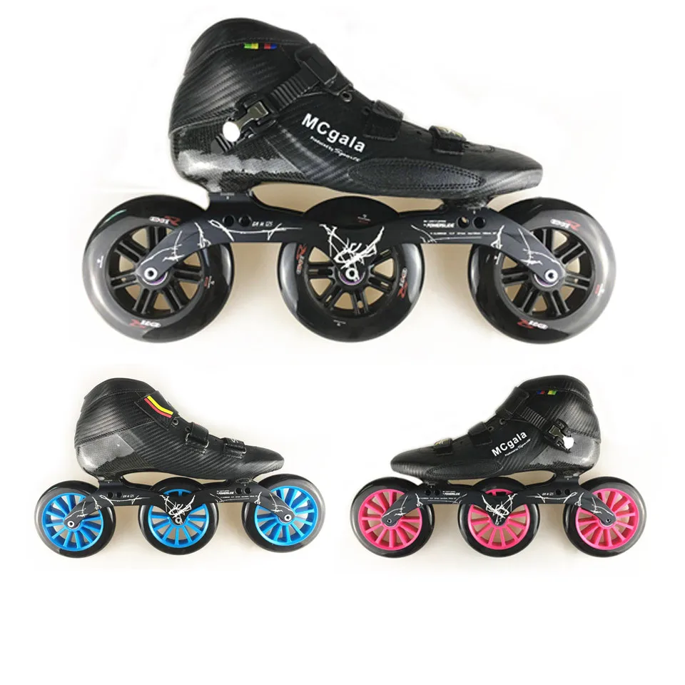 JEERKOOL الكربون الألياف الزجاجية 3*125 مللي متر عجلات مضمنة سرعة التزلج على الجليد طفل الكبار المبتدئين سرعة سباق التدريب الشارع MCgala أحذية SH41