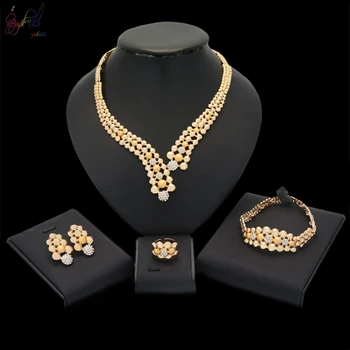 

Yulaili new fashion Nigeria luxury simple silver color cubic zirconia jewelry sets four pieces