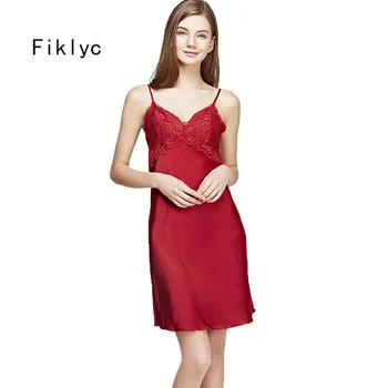 

Fiklyc brand sleeveless sexy young girls nightdress sleepshirts & nightgowns high quality temptation women's thin style homewear