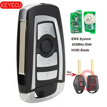 Keyecu EWS Modified Flip Remote Key 4 Button 433MHz PCF7935AA ID44 Chip for BMW E38 E39 E46 M5 X3 X5 Z3 Z4 HU92 Blade jingyuqin hu58 4 buttons remote key case for bmw e38 e39 e46 ews system ask 433mhz 315mhz with pcf7935aa id44 chip uncut blade