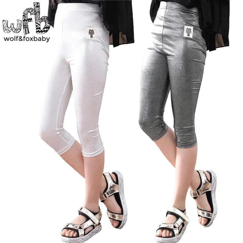 

Retail children 3-10 year old children's summer children's trousers ultra-thin ice silk shiny Indian gold fashionable leggings