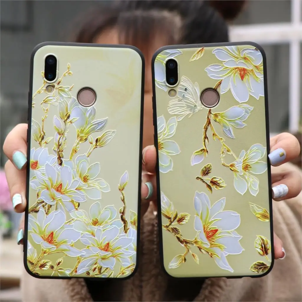 

3D Emboss Flower TPU Coque For Huawei P20 P30 P8 P9 P10 Mate 10 20 Lite Mini Pro P smart 2019 Nova 2i 3 3i Honor 8X 7A Pro Case