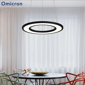

Omicron Modern Hanging Round Chandeliers Office Lights Iron Black and White For Living Room Home Hotel Decor Lighting Tool